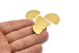 Semi Circle Charm, 12 Raw Brass Half Moon Blanks With 2 Holes, Findings, Pendants (26.5x17.5x0.50mm) D1003