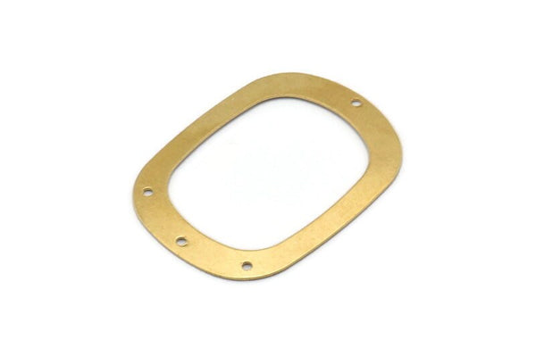 Pirinç Yuvarlak Tılsımlar, 4 Delikli 12 Ham Pirinç Yuvarlak Bağlantı Parçası, Küpeler, Kolye Uçları, Bulgular (36x27x0,50 mm) D0668