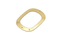 Gold Round Charms, 4 Gold Plated Brass Round Connectors With 4 Holes, Earrings, Pendants, Findings (36x27x0.50mm) D0668