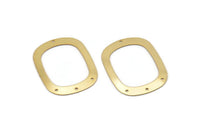 Gold Round Charms, 4 Gold Plated Brass Round Connectors With 4 Holes, Earrings, Pendants, Findings (36x27x0.50mm) D0668