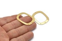 Gold Round Charms, 4 Gold Plated Brass Round Connectors With 4 Holes, Earrings, Pendants, Findings (36x27x0.50mm) D0668