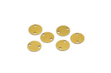 Brass Round Tag, 100 Raw Brass Round Connectors With 2 Holes, Stamping Tag (8mm) Sb 75 A0253