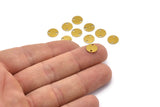 Brass Round Tag, 100 Raw Brass Round Connectors With 2 Holes, Stamping Tag (8mm) Sb 75 A0253