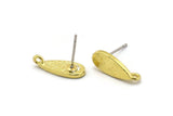 Brass Drop Earring, 8 Raw Brass Drop Stud Earrings With 1 Loop (15x6x1.5mm) N1626