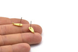 Brass Drop Earring, 8 Raw Brass Drop Stud Earrings With 1 Loop (15x6x1.5mm) N1626