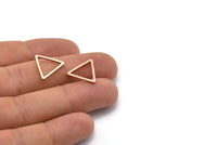 Gül Altın Üçgen Charm, 10 Gül Altın Kaplama Pirinç Açık Üçgen Yüzük Charm (17x1,2 mm) D0108
