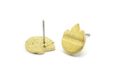 Brass Mountain Earring, 6 Raw Brass Tiny Mountain Shaped Stud Earrings (12x10mm) N1967