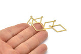 Brass Diamond Charm, 24 Raw Brass Rhombus Charms With 1 Loop, Earrings, Findings (29x17x0.60mm) D1227