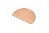 Semi Circle Charm, 4 Rose Gold Plated Brass Half Moon Blanks With 2 Holes, Findings, Pendants (26.5x17.5x0.50mm) D1003 Q0911