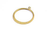Brass Round Earring, 6 Raw Brass Round Earring Charms With 1 Loop and 3 Holes , Pendants, Findings (30mm) E546