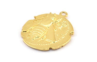 Altın Madeni Para Kolye, 1 Halkalı 1 Altın Kaplama Pirinç Madeni Para Kolye, Küpe Parçaları, Tılsımlar (26x2,4 mm) U021