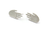 Silver Hand Earring, 4 Antique Silver Plated Brass Hand Stud Earrings (21x11x1mm) N1438