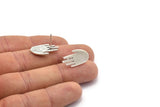Silver Hand Earring, 4 Antique Silver Plated Brass Hand Stud Earrings (21x11x1mm) N1438
