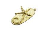 Brass Sea Star Charm, 2 Raw Brass Starfish Shaped Charms With 1 Loop, Pendants, Earring Findings (33x19mm) N2022