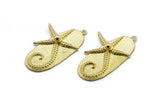 Brass Sea Star Charm, 2 Raw Brass Starfish Shaped Charms With 1 Loop, Pendants, Earring Findings (33x19mm) N2022