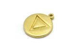 Brass Element Charm, 4 Raw Brass Water Element Symbol Charms With 1 Loop (17x14x1.5mm) N2023