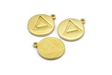 Brass Element Charm, 4 Raw Brass Water Element Symbol Charms With 1 Loop (17x14x1.5mm) N2023