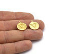 Brass Element Charm, 4 Raw Brass Water Element Symbol Charms With 1 Loop (17x14x1.5mm) N2023
