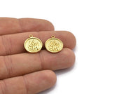 Brass Element Charm, 4 Raw Brass Fire Element Symbol Charms With 1 Loop (17x14x1.5mm) N2027