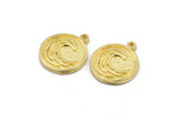 Brass Element Charm, 4 Raw Brass Water Element Symbol Charms With 1 Loop (17x14x1.5mm) N2028