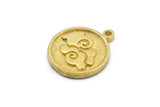Brass Element Charm, 4 Raw Brass Air Element Symbol Charms With 1 Loop (17x14x1.5mm) N2030