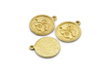 Brass Element Charm, 4 Raw Brass Air Element Symbol Charms With 1 Loop (17x14x1.5mm) N2030
