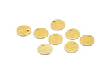 Gold Round Tag, 10 Textured Gold Plated Brass Round Tags With 1 Hole, Stamping Tags (10x0.80mm) M335