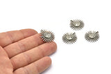 Silver Sun Charm, 2 Antique Silver Plated Brass Sun Charms With 1 Loop, Findings (21x20x3mm) N1716