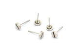 Silver Round Earring, 12 Antique Silver Plated Brass Screw Shape Round Stud Earrings (6x1.2mm) N1652