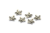 Silver Bee Charm, 10 Antique Silver Plated Brass Bee Charms With 1 Loop (12x11mm) N1651