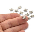 Silver Bee Charm, 10 Antique Silver Plated Brass Bee Charms With 1 Loop (12x11mm) N1651