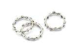 Silver Circle Connector, 2 Antique Silver Plated Brass Circle Connectors Closed Ring (25x2mm) N1719