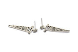 Earring Studs, 4 Antique Silver Plated Brass - Silver Earrings - Earring Findings (33x14x1.2mm) N1665