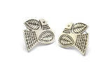 Silver Bird Earring, 2 Antique Silver Plated Brass Bird Stud Earrings (19x17x1.2mm) N1690