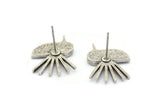 Silver Bird Earring, 2 Antique Silver Plated Brass Bird Stud Earrings (20x15x1.5mm) N1688 H0929