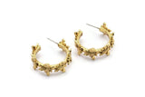 Gold Bee Earring, 2 Gold Plated Brass Bee Stud Earrings (26x11x3mm) N1750