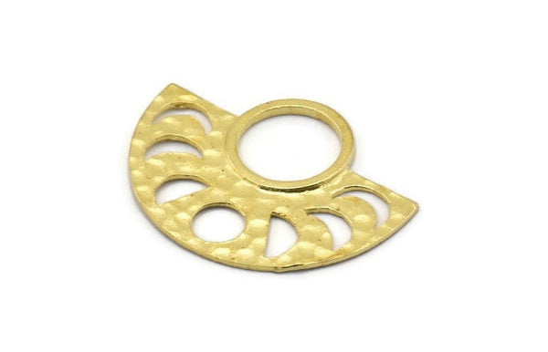 Moon Phases Pendant, 4 Raw Brass Semi Circle Pendants, Earring Findings (39x30x1.5x1mm) U091