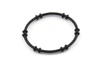 Black Circle Connector, 2 Textured Oxidized Black Brass Circle Connectors (41x4x2mm) U094 Q0476