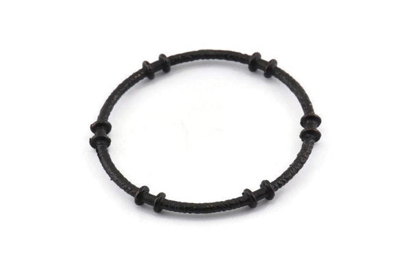 Black Circle Connector, 2 Textured Oxidized Black Brass Circle Connectors (41x4x2mm) U094 Q0476