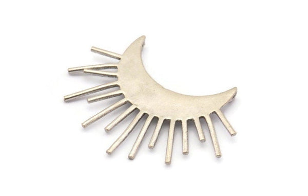 Ay ve Güneş, 1 Antik Gümüş Kaplama Pirinç Hilal ve Yarı Güneş Etnik Kolye, 2 Halka, Bulgular, Tılsımlar (49x35x1mm) U122 H0380