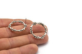 Silver Circle Earring, 2 Antique Silver Plated Brass Circle Stud Earrings (27x3mm) N1698
