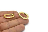 Gold Oval Earring, 2 Hammered Gold Plated Brass Oval Stud Earrings With 1 Loop (26x14x2mm) N1705