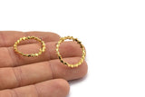 Gold Circle Earring, 2 Gold Plated Brass Wavy Circle Stud Earrings (24x3mm) N1679