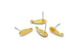 Gold Drop Earring, 4 Gold Plated Brass Drop Stud Earrings With 1 Loop (15x6x1.5mm) N1626