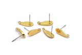 Gold Drop Earring, 4 Gold Plated Brass Drop Stud Earrings With 1 Loop (15x6x1.5mm) N1626
