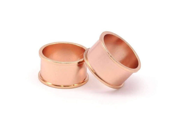 Rose Gold Channel Ring - 2 Rose Gold Plated Brass Channel Ring Settings (19mm) N0479 Q0128