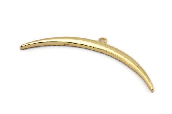 Altın Ay Tılsımı, 1 Altın Kaplama Pirinç Dokulu Geniş Hilal Ay Kolye Ucu, Tılsımlar (63x4,5x2,8 mm) N0525 Q0146