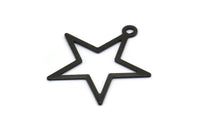 Black Star Charm - 20 Oxidized Brass Black Star Charms With 1 Loop (23mm) A0301 S544