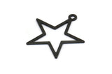 Black Star Charm - 20 Oxidized Brass Black Star Charms With 1 Loop (23mm) A0301 S544