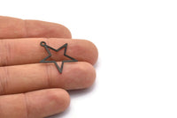 Black Star Charm - 20 Oxidized Brass Black Star Charms With 1 Loop (23mm) A0301 S544